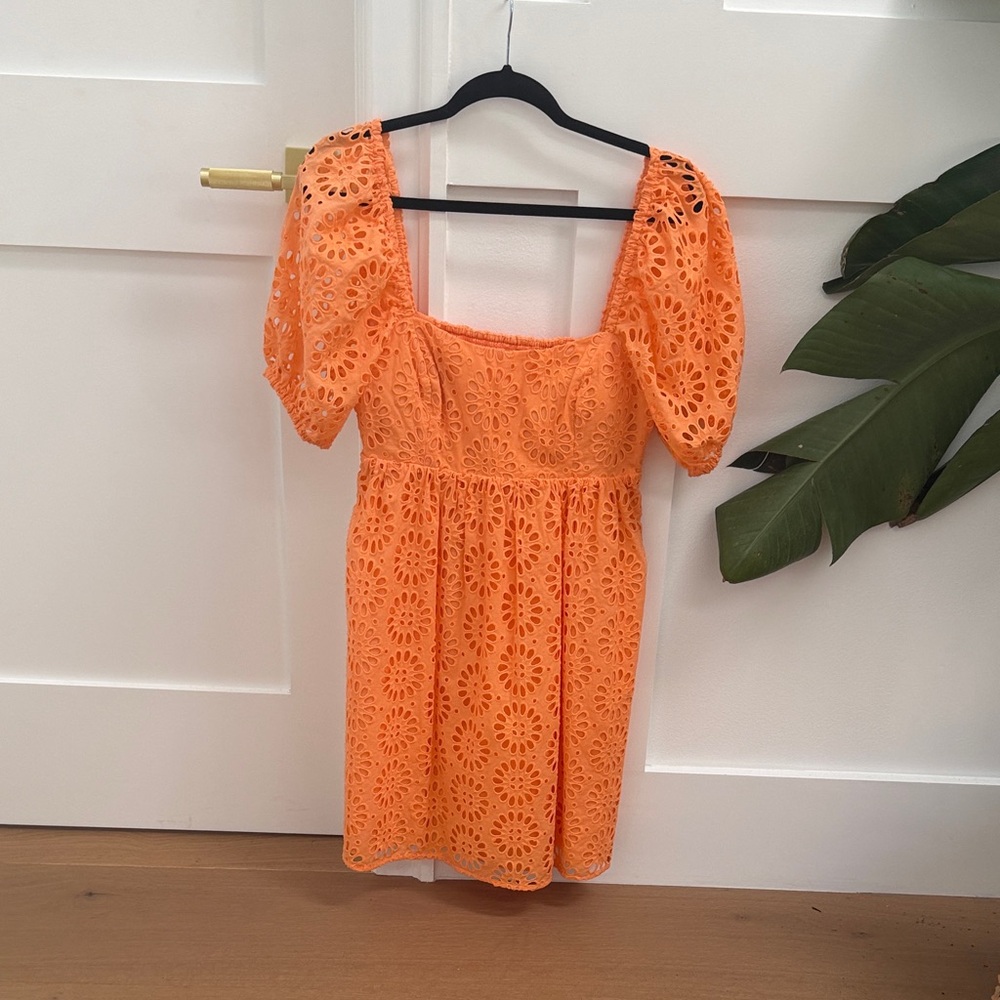 Lilly Pulitzer Orange Eyelet Puff-Sleeve Dress